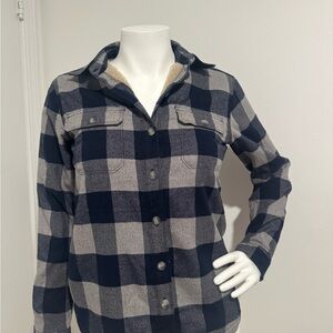 Eddie Bauer Women's Navy and Gray Plaid Utility Jacket
